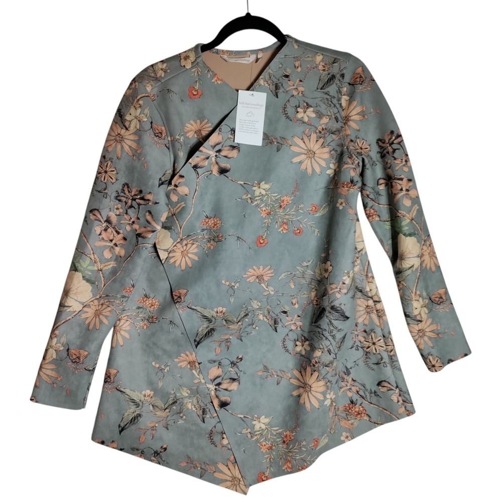 Soft Surroundings Women Open Front Jacket  Cardigan Coatigan Grey‎ Garden Sz M